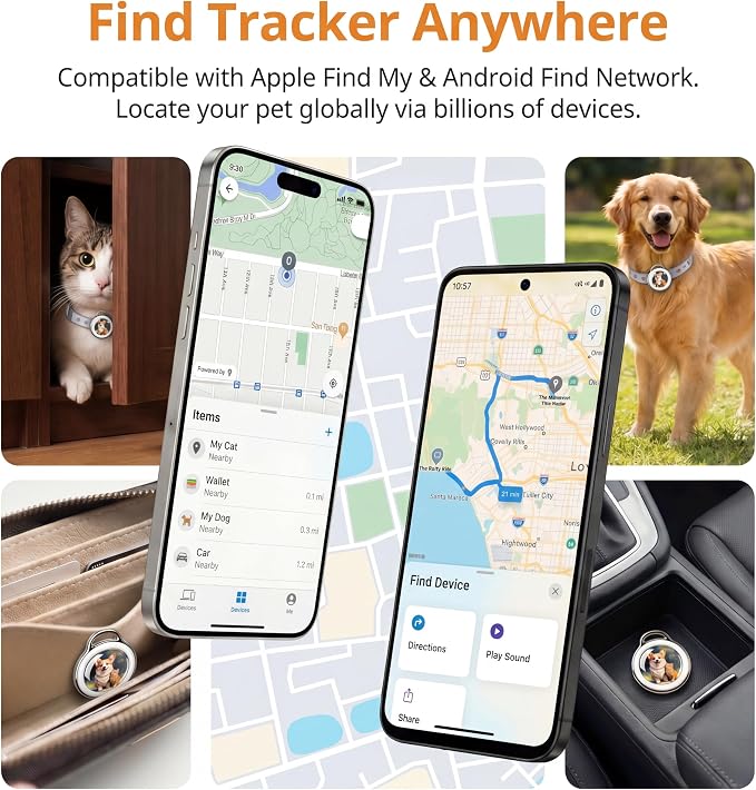 GPS Tracker for Dogs & Cats Smart Collar Real-Time Tracking No Monthly Fee