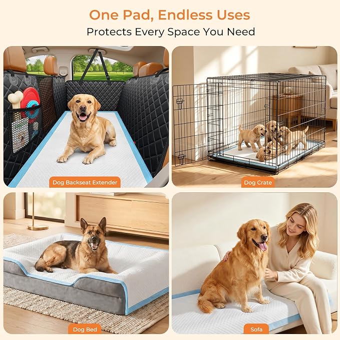 URPOWER Extra Large Dog Pee Pads 55"x29.5" 40 Count, 5XL Super Absorbent Puppy Pads Disposable Potty Training Pads for Dogs & Cats, Leak-Proof Wee Wee Pads, Pet Pee Pads for Car, Crate, Sofa