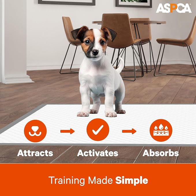 ASPCA - Scented Puppy Pads Extra Absorbent Dog Training Pads for Cats & Dogs Leak-Proof Layers Odor Control & Quick-Dry Non-Slip & Tear-Resistant Travel Friendly Pack of 100 Size 22" x22'