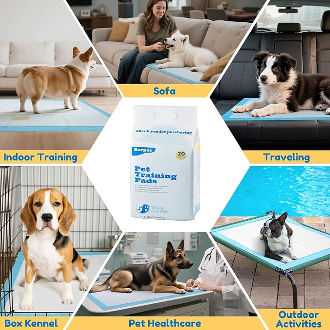 Extra Large Dog Pee Pads 28" x 34" - Barpor 5-Layer Super Absorbent Puppy Pads with Leak-Proof Quick-Dry & Fast-Edge Absorption, Disposable Dog Training Pads Anti-Slip, 100 Pack