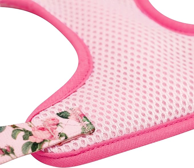Blueberry Pet Pink Floral Print Mesh Dog Harness Vest for Large Dogs, Soft Breathable Adjustable Dog Harness