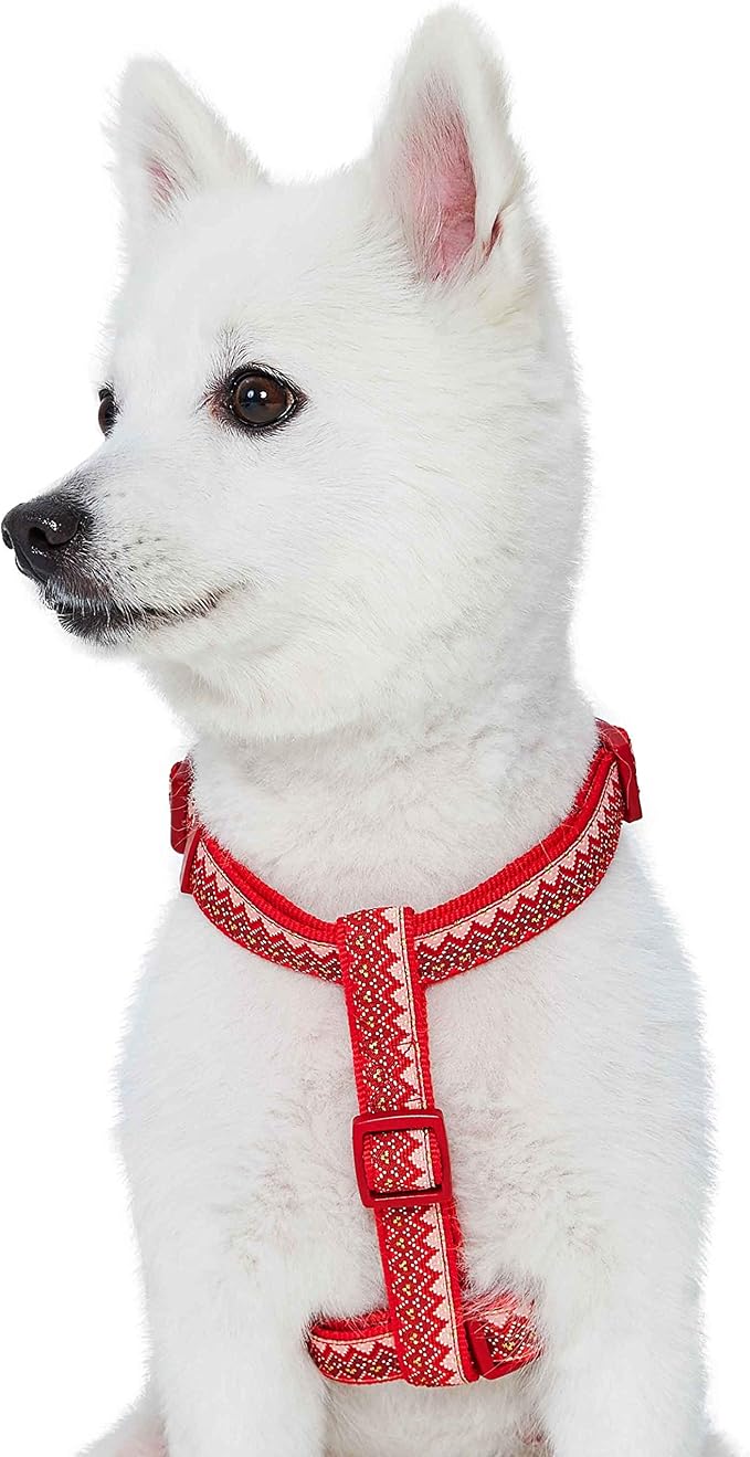 Blueberry Pet Christmas Zigzag Chevron No Pull Dog Harness with Holly Décor, Medium, Adjustable Harnesses for Dogs