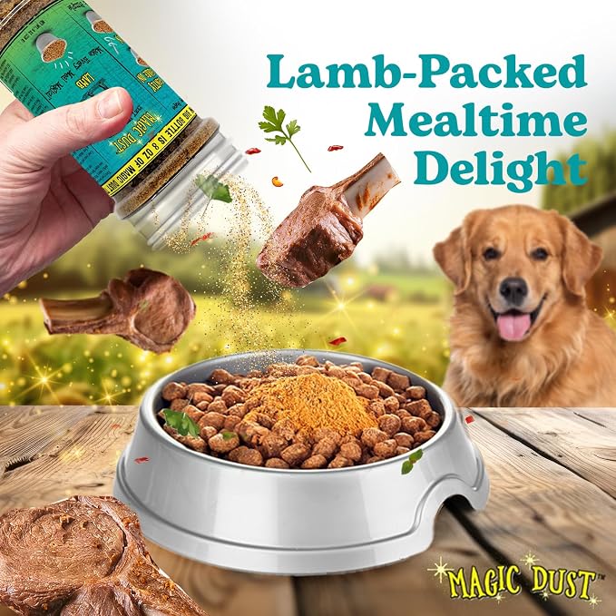 Magic Dust Lamb Jerky Topper, Single Protein Pet Food Topper for Dogs & Cats, Enhance Flavor & Elevate Mealtime Excitement for Picky Eaters, Made in USA - 8 Ounce Bottle