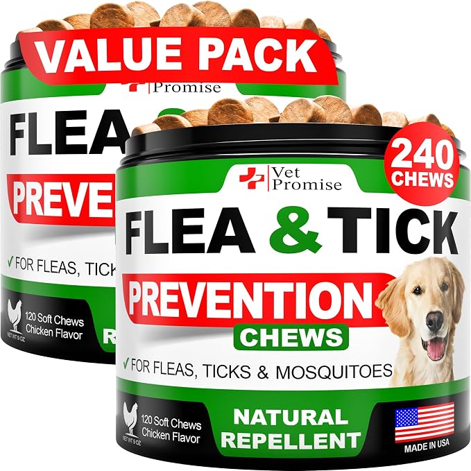 (2 Pack) Flea and Tick Prevention for Dogs Chewables - 240 Ct - Oral Pills