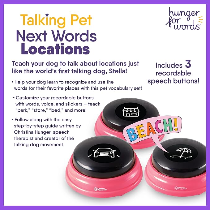 Hunger For Words Talking Pet Buttons, 3 Piece Set