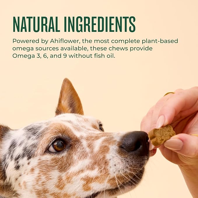 WagWell Ahiflower Plant-Based Omega 3, 6, and 9 Chews for Dogs (60 Count)