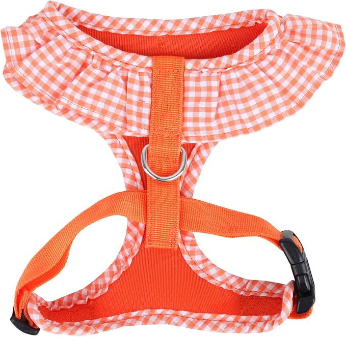 Puppia Vivien Dog Harness Over-the-Head All Season Cute No Pull No Choke Walking Training Adjustable for Small Dog, Orange, Small