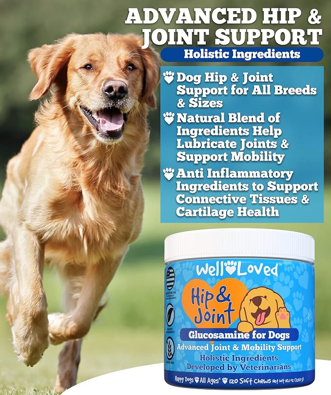 Well Loved Calming Chews for Dogs + Glucosamine for Dogs Hip and Joint Supplement, Vet Developed, Made in The USA, Natural Ingredients