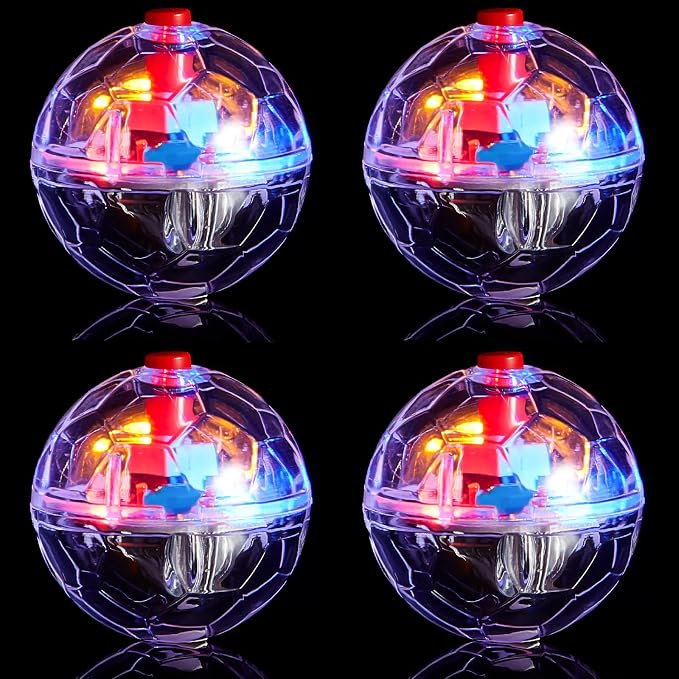 Frienda 4 Pcs Light up Cat Ball LED Motion Ghost Hunting Cat Ball(Clear) | Interactive LED Toy for Cats, Glowing Exercise with Motion Activated, Ghost Hunting Pet Indoor Play, Mini Running Ball