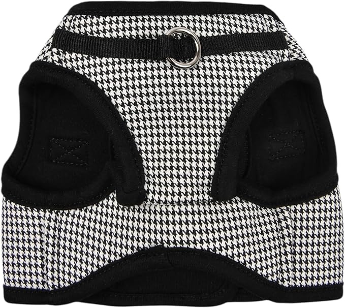 Puppia Amatus Dog Vest Harness B (Step-in) Fashionable Houndstooth Pattern Spring Summer Harness for Small and Medium Dogs, Black, Large
