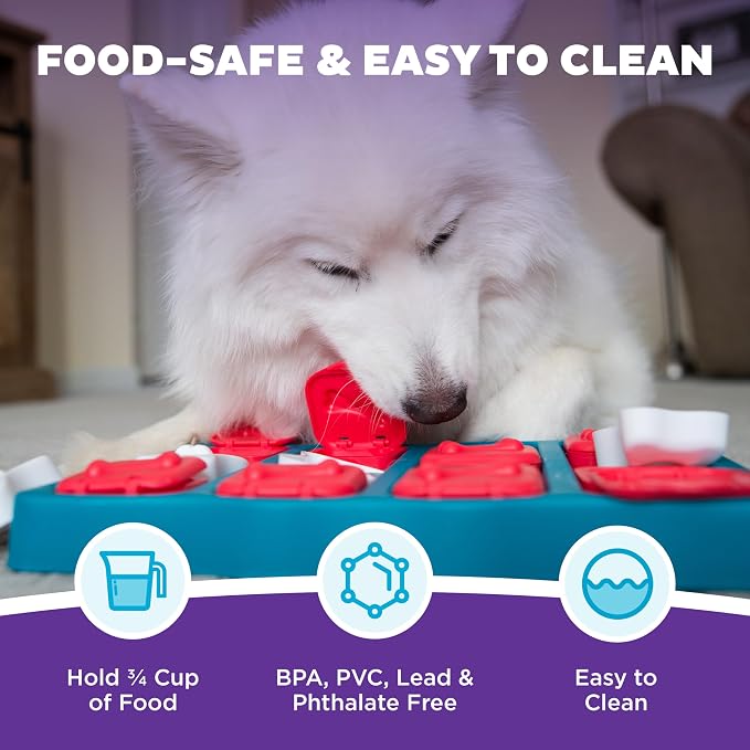 Outward Hound by Nina Ottosson Dog Brick – Interactive Treat Puzzle Enrichment Toy, Level 2 Intermediate, 1 Count (Pack of 12)