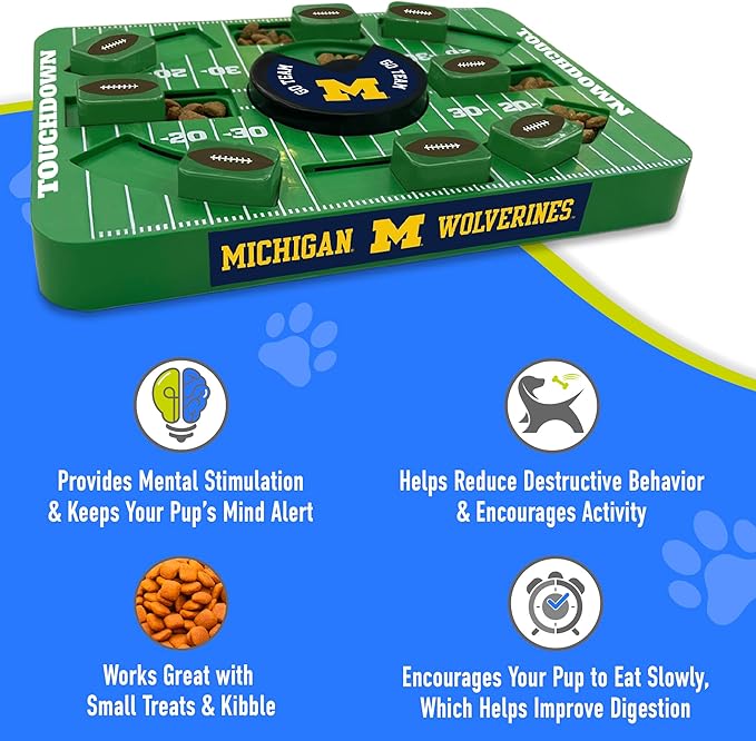 Pets First NCAA Michigan Large Puzzle Toy, Interactive Treat Toy for Dogs, Slow Feeding Toy, New Large Size