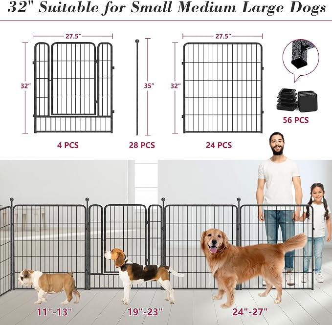 Dog Playpen with Door, 32in 28 Panels