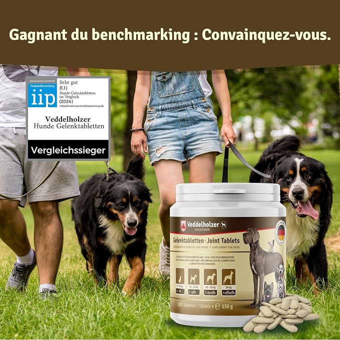 Veddelholzer Dog Joint Supplement Tablets – Hip & Joint Support with Glucosamine, Chondroitin, MSM & Turmeric – Mobility, Flexibility & Comfort Aid for Large & Small Breeds – Vet Recommended