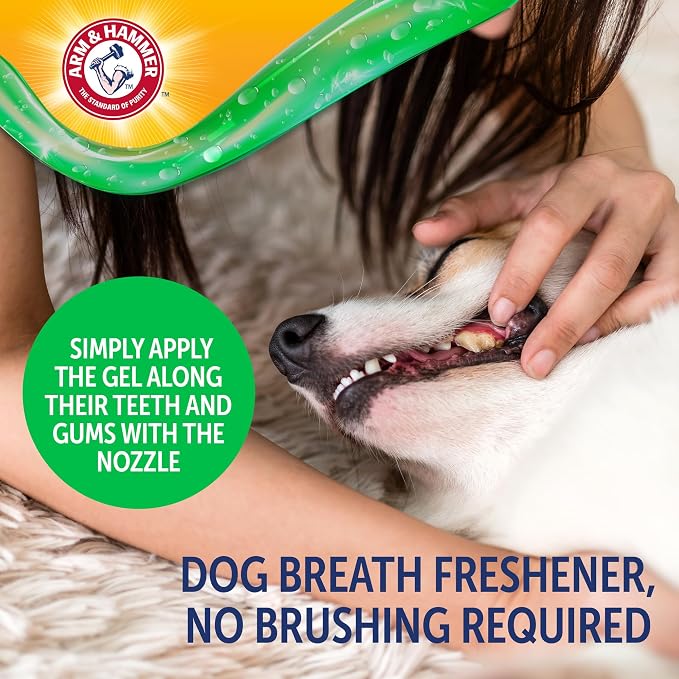 Arm & Hammer Complete Care Brushless Oral Dog Gel, Peanut Butter, 4 Oz | Rub-on formula, no brushing required, baking soda enhanced, freshens breath, controls tartar daily use