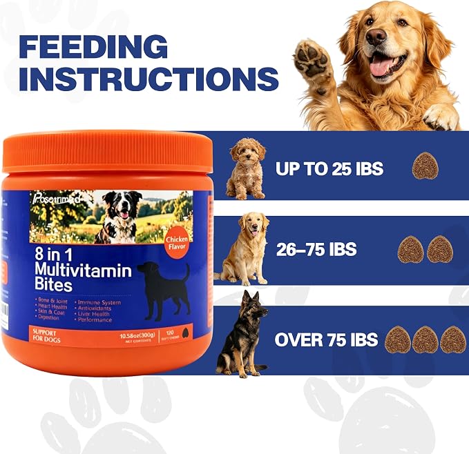 Dog Multivitamin, 8-in-1 Chewable Dog Vitamins and Supplements