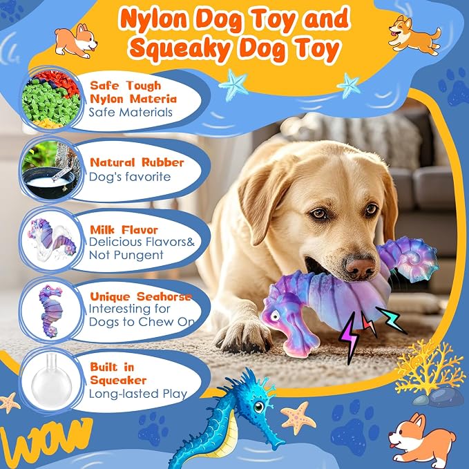 Jeefome Squeaky Dog Chew Toys for Aggressive Chewers | Tough Indestructible Toys for Large & Medium & Small Breeds-Interactive Toys for Boredom & Anxiety Relief
