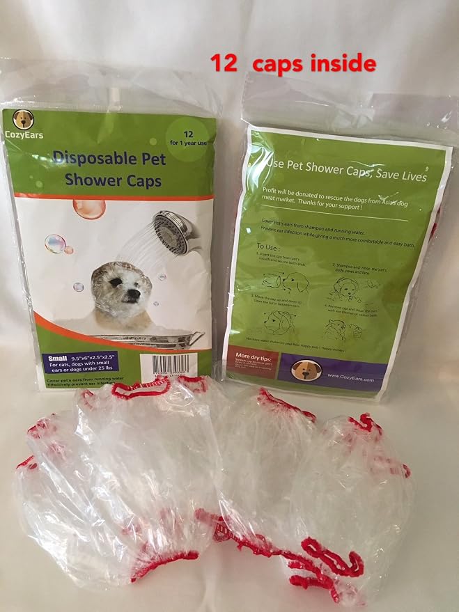 Disposable Pet Shower Caps, Shower, Raining, Swimming, Dogs, 1 Pack each(Large & Small)