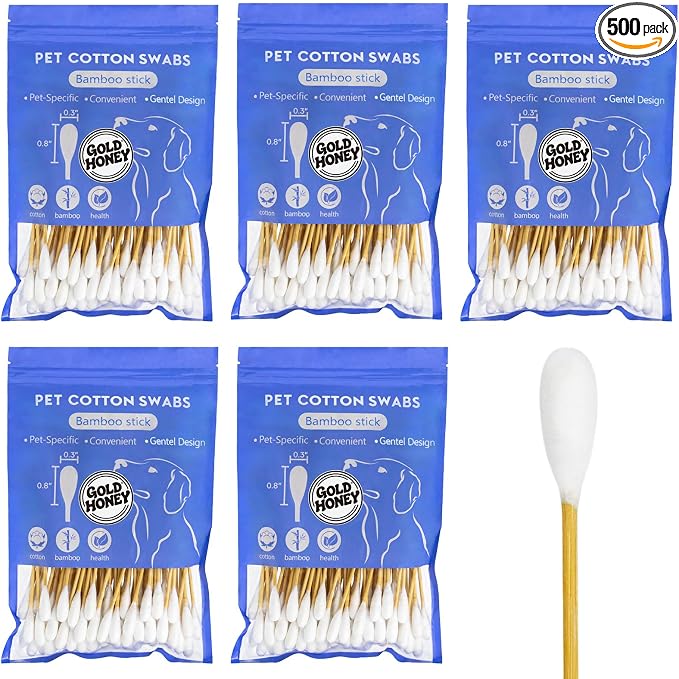 GOLD HONEY 6 Inch Large Cotton Swabs, 500pcs, Bamboo Handle