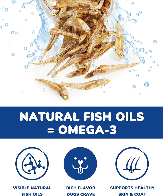 PAWUP Dried Whole Fish Dog Treats, High Protein Omega-3 Snacks