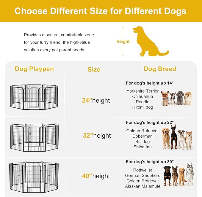 Heavy-Duty Iron Dog Playpen, Outdoor/Indoor, 24in, 4 Panels, Black Silver, Refill Pack
