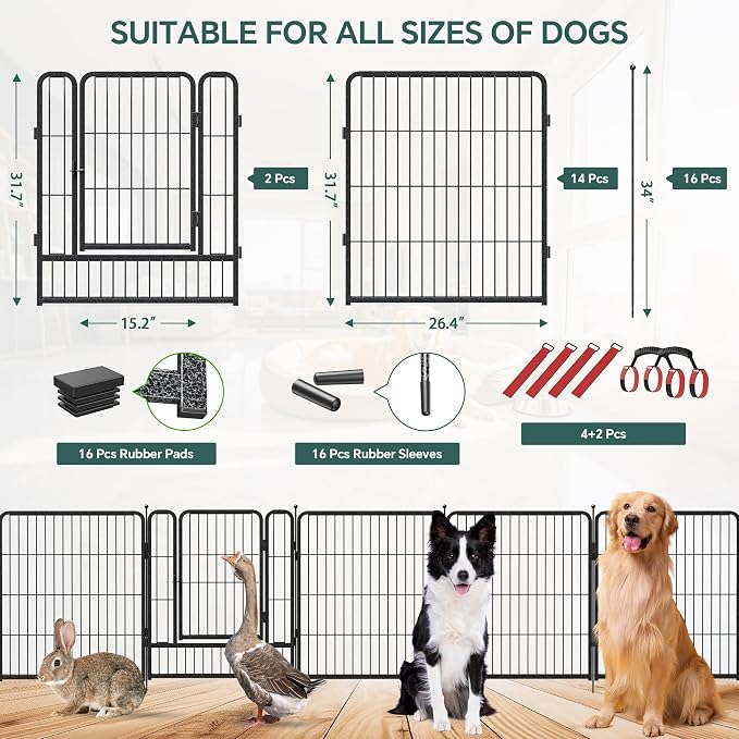 Musen Dog Playpen, 32in 16 Panels