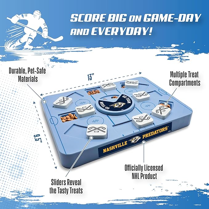 Pets First NHL Nashville Predators Large Puzzle Toy, New Size, Interactive Dog Treat & Slow Feeding Toy