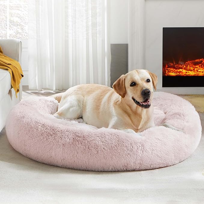 Western Home Calming Donut Large Dog Bed Pet Bed,36" Pink