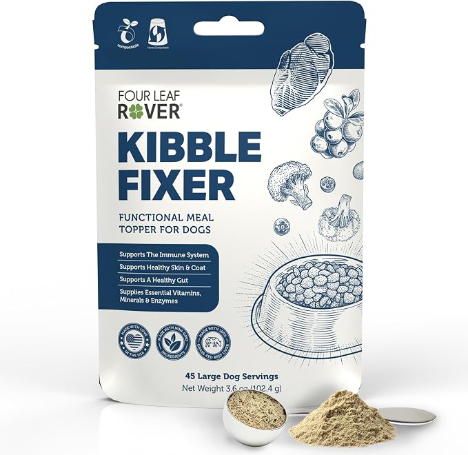 FOUR LEAF ROVER Kibble Fixer - Kibble Topper for Dogs, Probiotics & Enzymes