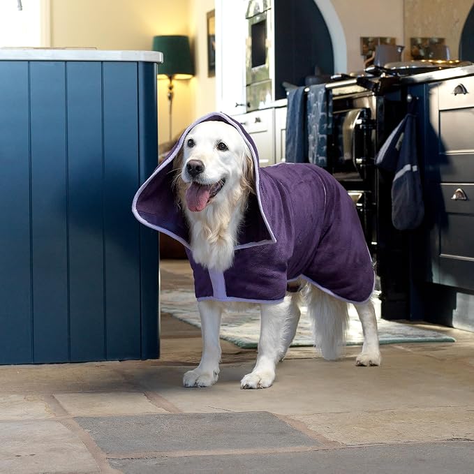 Lucky Pooch® Dog Robe - Luxurious Dog Bathrobe - Ultra Absorbent Dries Your Dogs in Minutes! Double-Layer, Super Soft Towel and Bath Robe All in One (XXL, Aubergine)