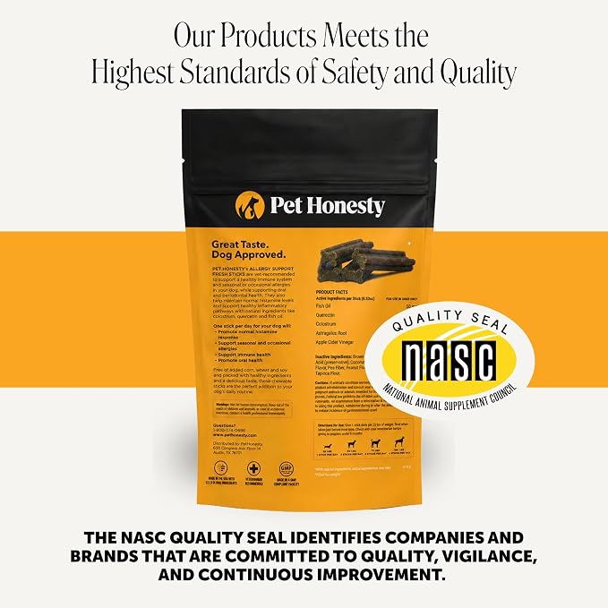 Pet Honesty Vet Backed Dog Dental Sticks for Allergy & Itch Relief, 30 Ct
