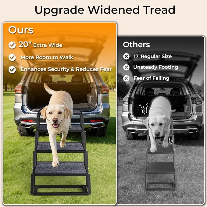 URPOWER Dog Stairs for Large Dogs Extra Wide 20" with 5 - Step Dog Ramp Steps for Car High Bed Foldable Pet Stairs with Detachable Non Slip Surface Car Ramps for SUV Truck Supports up to 260 Lbs
