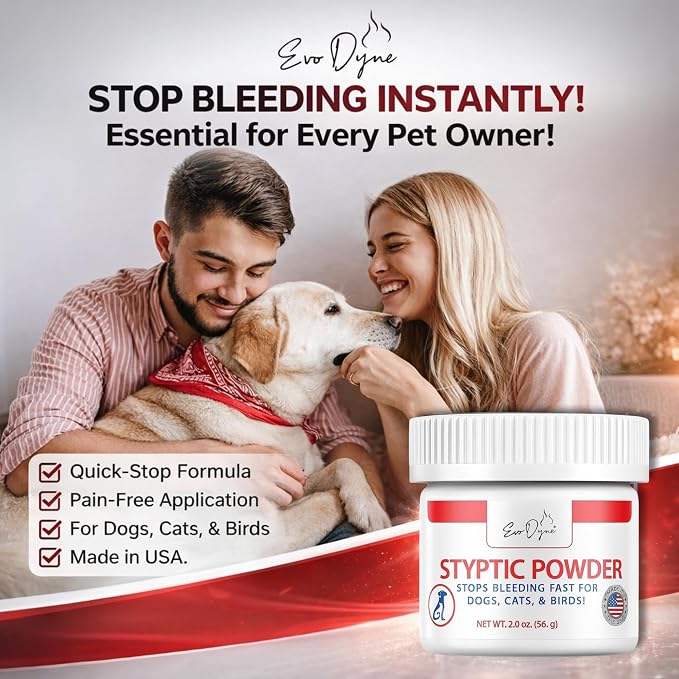 Evo Dyne Styptic Powder 2-Pack 2 oz for Dogs, Cats & Birds