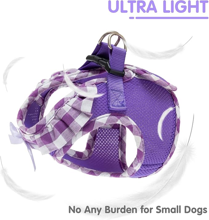 PUPTECK Dog Harness for Puppy and Small Sized Dogs, Step-in No Pull Soft Mesh Vest Harness for Cats Small Pets Walking, Purple, New XS