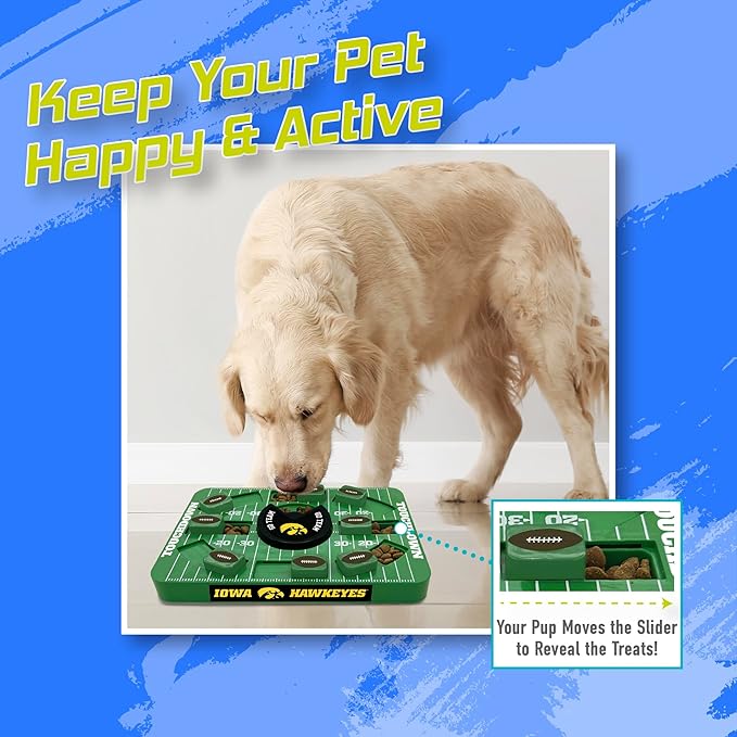 Pets First NCAA Iowa Large Puzzle Toy, Interactive Treat Toy for Dogs, Slow Feeding Toy, New Large Size