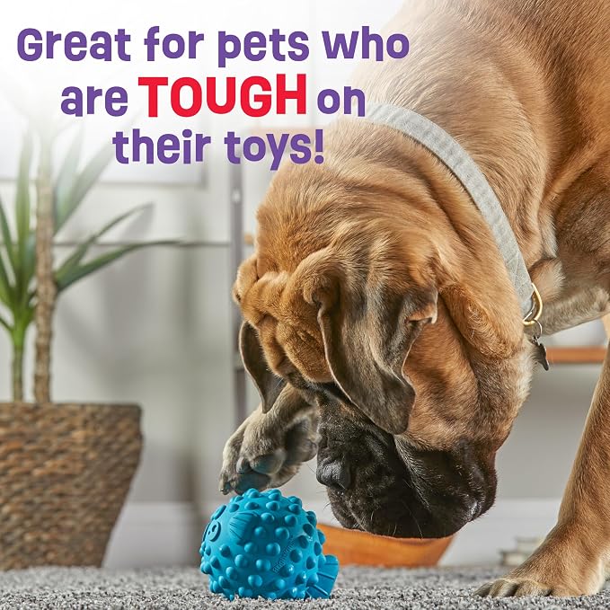 Brightkins Tough & Tumble Treat Dispenser Large Pufferfish - Interactive Dog Toys, Dog Treat Dispenser Toy, Puppy Training Toys, Durable Puzzle Balls for Dogs, Enrichment Slow Feeder Ball