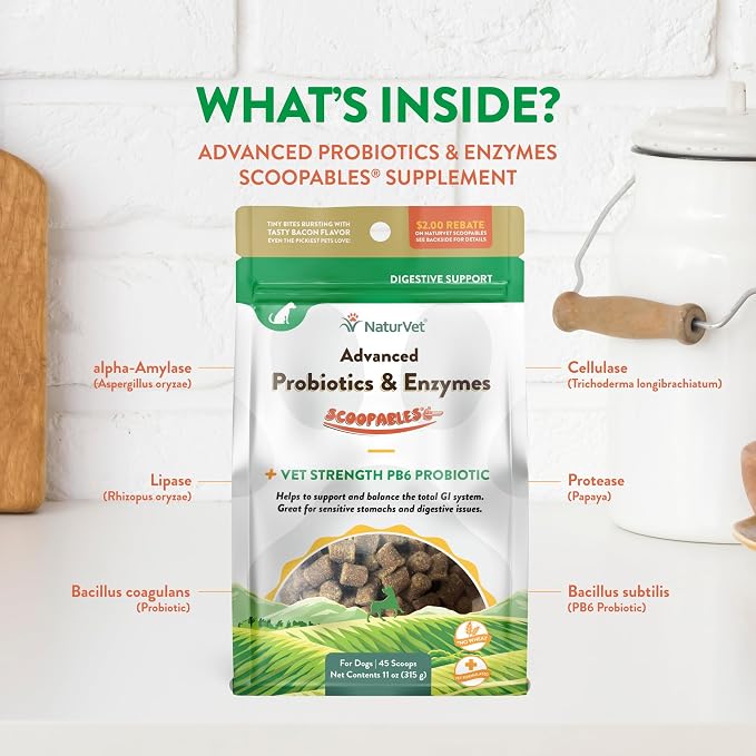 NaturVet Advanced Probiotics Food Topper for Dogs - Bacon, 11oz
