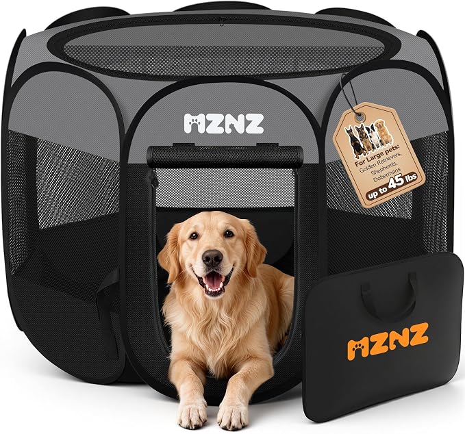 Dog Playpen, Portable Puppy Pet Crate Indoors for Small/Medium/Large Dogs Cats Rabbits, Foldable Dog Cage Enclosure for Outdoor, Pop Up Dogs Tent Kennel with Carrying Case, Dark Grey