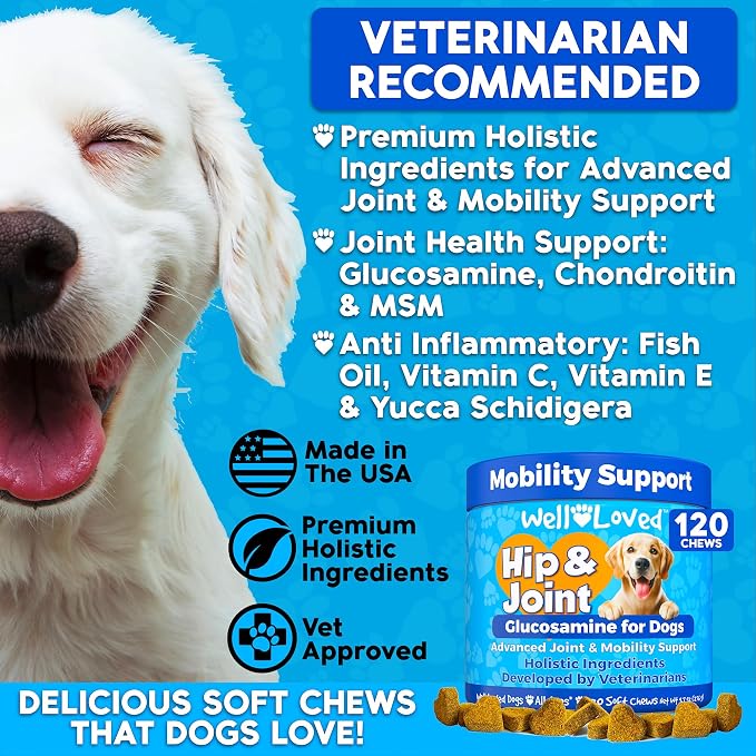 Well Loved Glucosamine for Dogs, Dog Joint Supplement, Hip & Joint Chews
