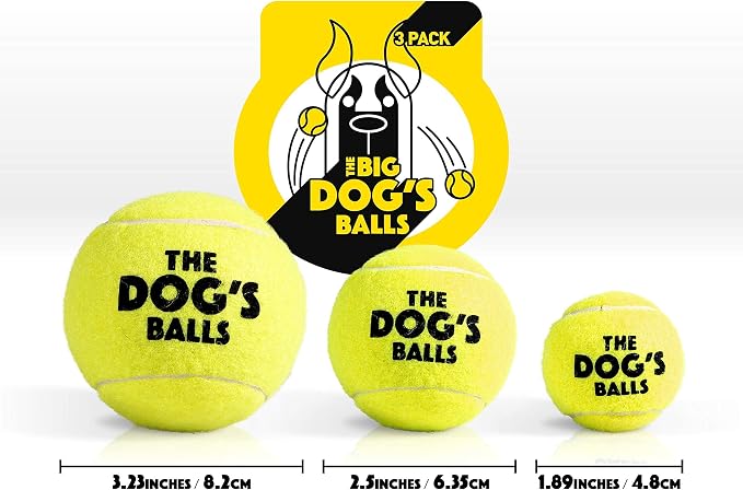 The Big Dog’s Balls Large Dog Tennis Balls 3-Pack Yellow Floats in Water | Our fetch balls combine non-abrasive felt exterior and a thicker rubber core Durable Dog Toy for Outdoor Play & Training