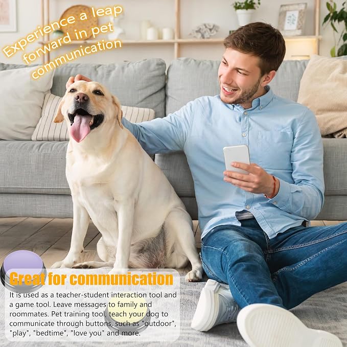 Dog Buttons for Communication, 4 Pcs, Yellow