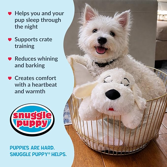 Snuggle Puppy Junior Heartbeat Toy, Calming Comfort, Small Breeds - Cream | Calming heartbeat toy, crate training, heat pack, new puppy essentials, first nights, sleep, small breeds under 25 lbs