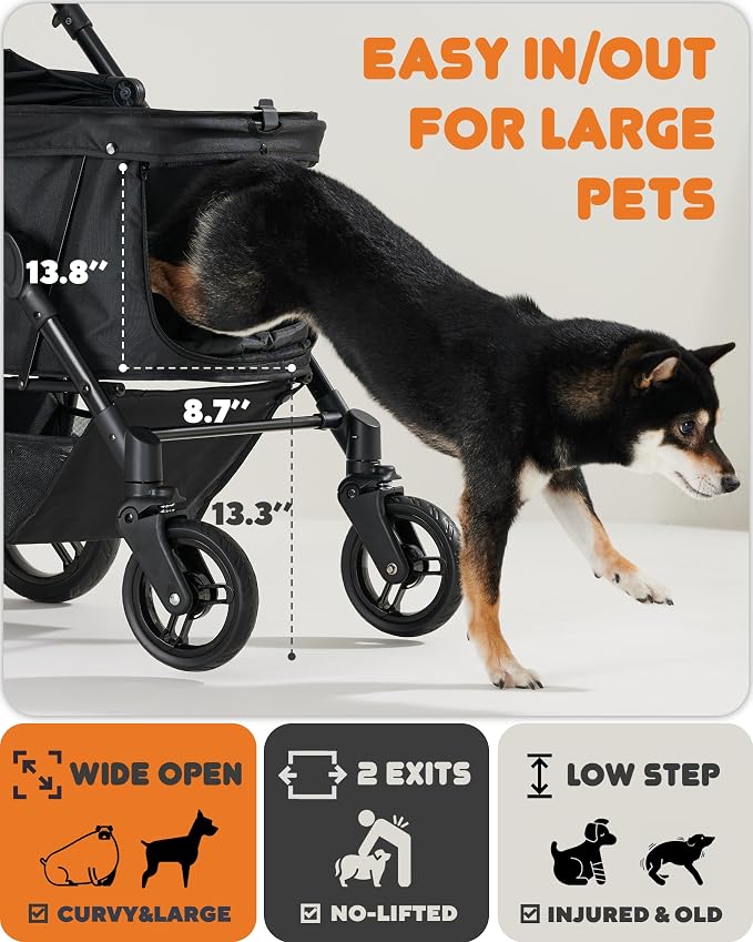 Zoosky Pet Stroller for Large Dogs - Up to 66lbs