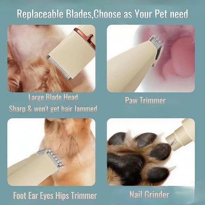 Low Noise 4-in-1 Dog Grooming Clippers Kit - Beige
