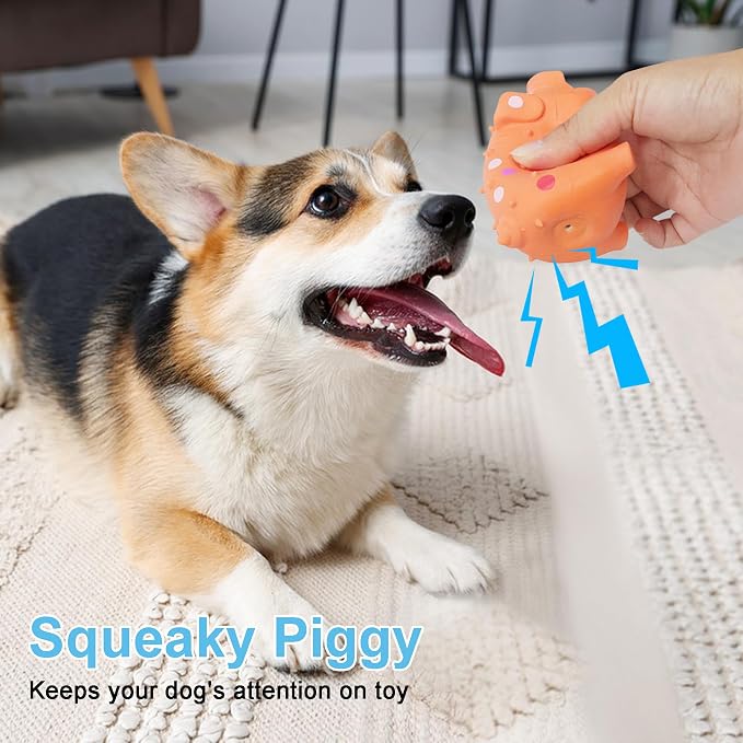 6 Pack Squeaky Pig Dog Toys, Rubber Pig Dog Toys for Puppy, Small, Medium Dogs, 4 Inch Durable Interactive Latex Squeaky Chew Toys