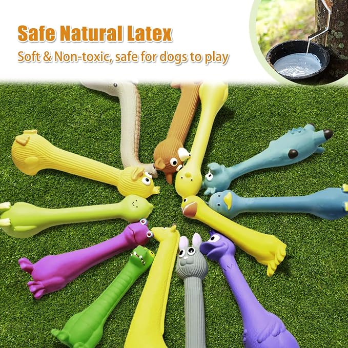 SCHITEC Latex Squeaky Dog Toys, Animal Toy Set for Small Puppies & Medium Breed Dogs, Interactive Puppy Play for Boredom Relief
