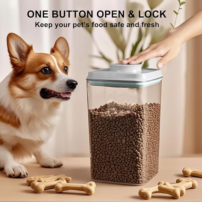 Dog-Cat Treat Container Pop Pet Food Storage Container | 2.8qt *2 for Kibble & Treats with Stackable Pop Lid Plastic Container for Home Kitchen Organizer