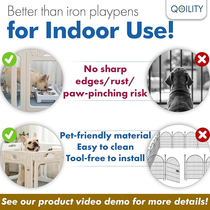 Height 30 Inch Clear Dog Playpen with Toilet, Expandable Size & Flexible Shape, 10 Panels, White