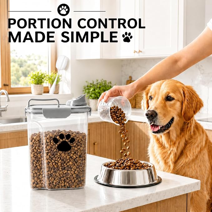 5-7Lbs Dog Cat Food Storage Container with cleaning brush