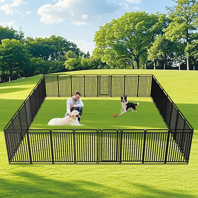 New Thickened Version Dog Playpen, 40 Inch Dog Fences for The Yard, Portable Outdoor Dog Playpen for Large/Medium/Small Dogs, Foldable Metal Dog playpen, with Doors (16 Panels, 40 Inch)